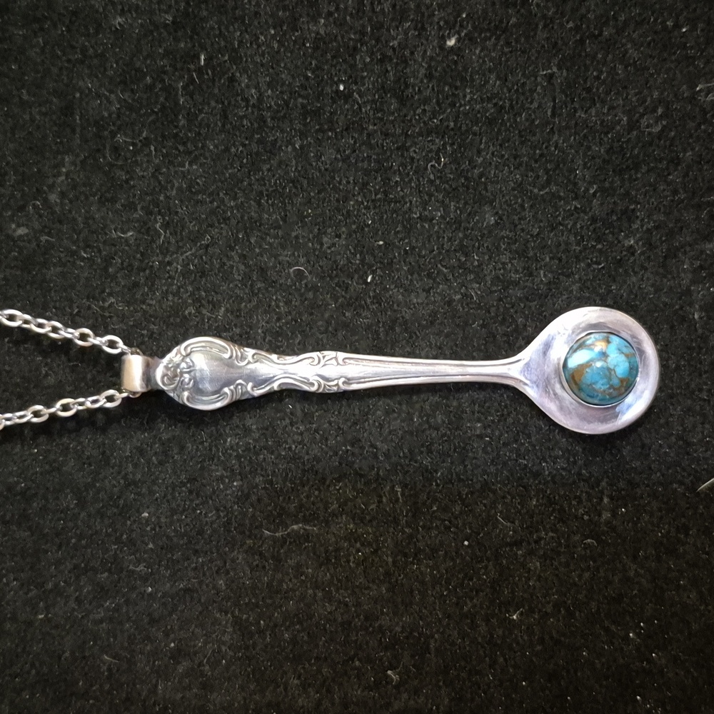 Sapphireskies Designs Sterling & Turquoise Repurposed Salt Spoon Necklace